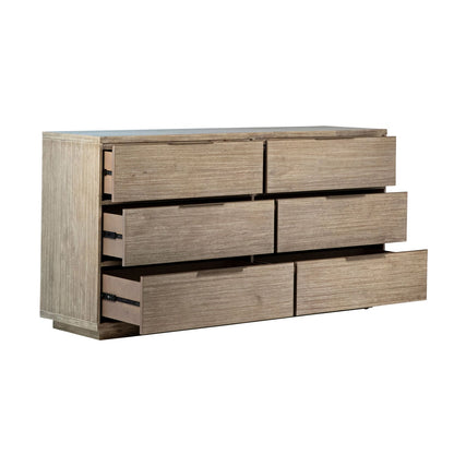 Natural Warm Wash Sealed Finish Solid Acacia Wood Dresser 68 in Wide