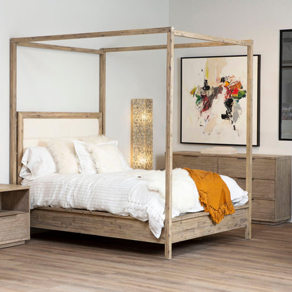 Natural Warm Wash Sealed Finish Solid Acacia Wood Nightstand 27 in Wide