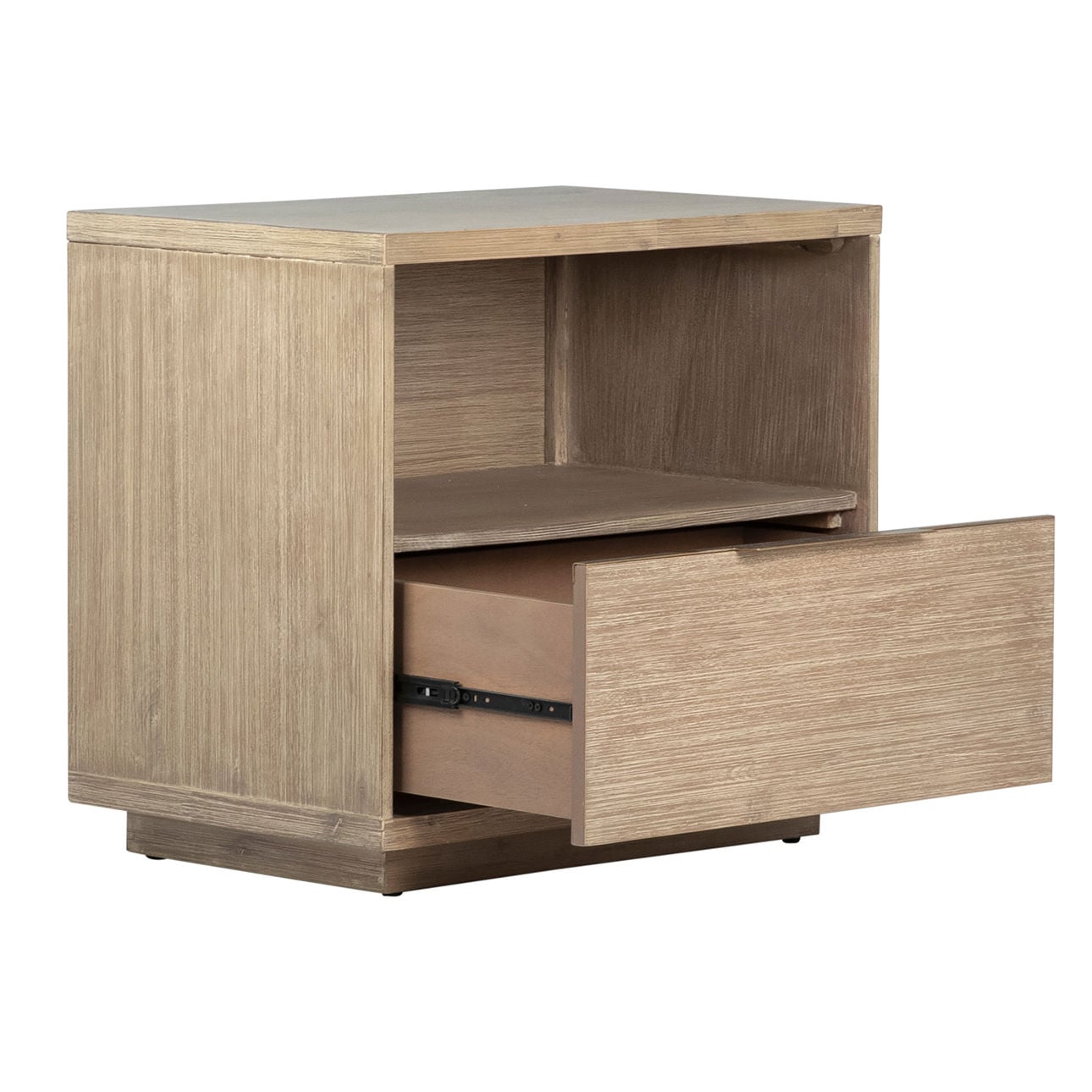 Natural Warm Wash Sealed Finish Solid Acacia Wood Nightstand 27 in Wide