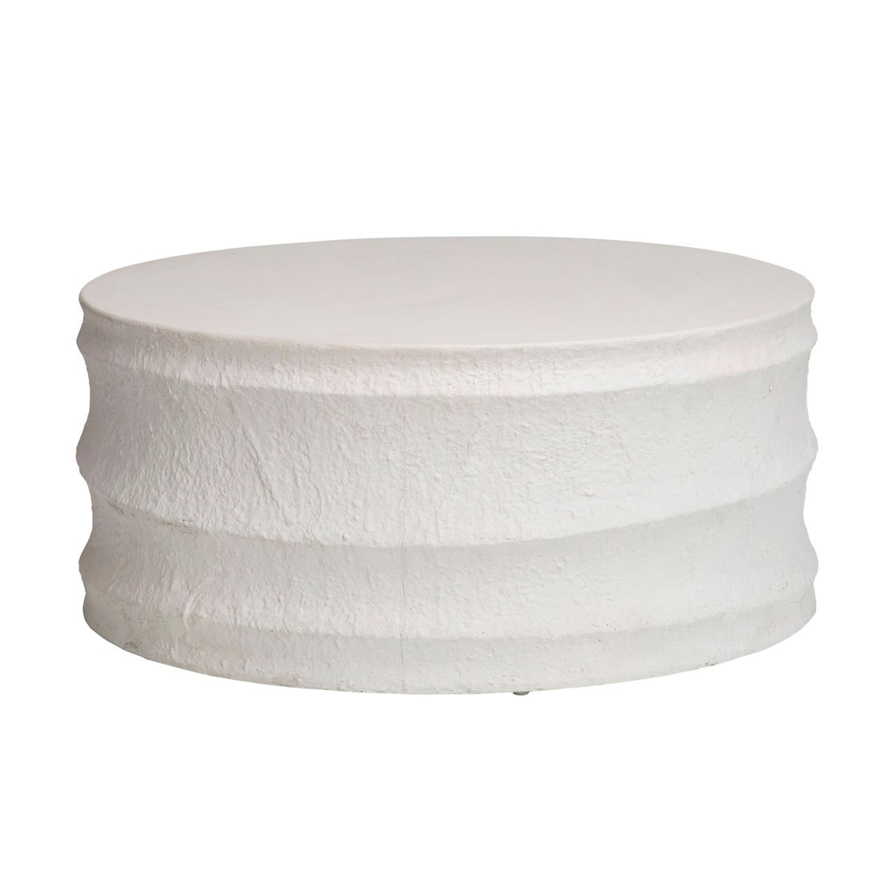 White Finish Plaster Molded Concrete Table 35.5 in Wide