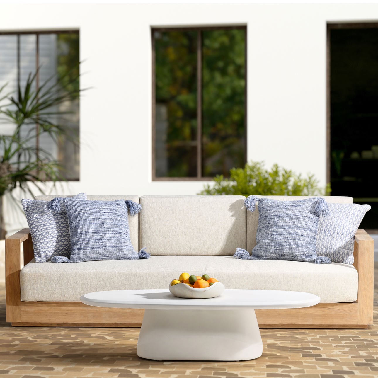 Ivory Finish Lightweight Concrete Table 55 in Wide