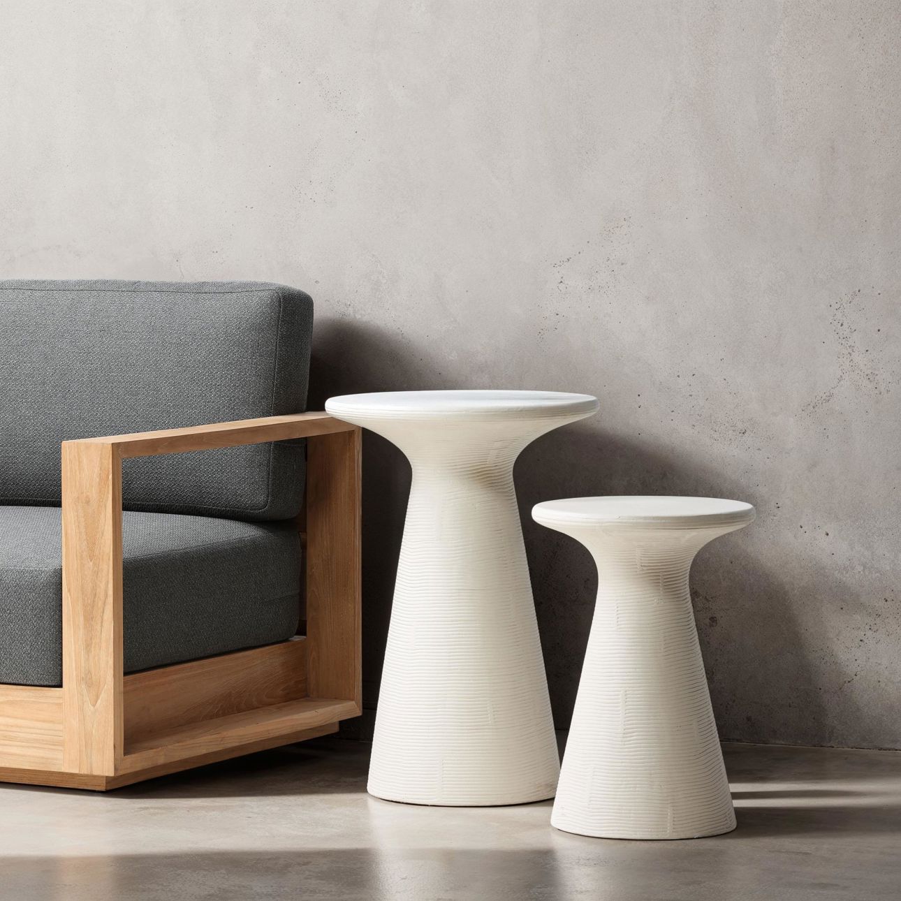 Ivory Lightweight Concrete Table 14 in Wide