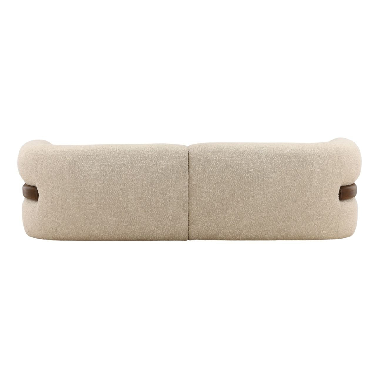 Olana Cream and Brown Boucle Fabric and Oak Wood Sofa 103.5 in Wide
