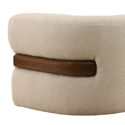 Olana Cream and Brown Boucle Fabric and Oak Wood Sofa 103.5 in Wide