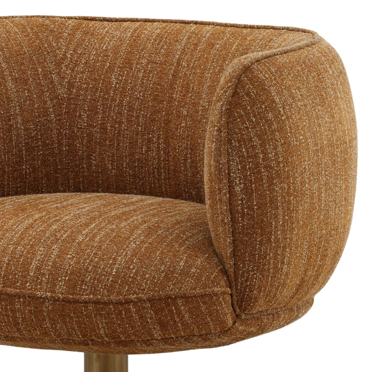 Mustard and Antique Brass Boucle Fabric and Iron Chair 33.5 in Wide