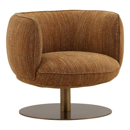 Mustard and Antique Brass Boucle Fabric and Iron Chair 33.5 in Wide