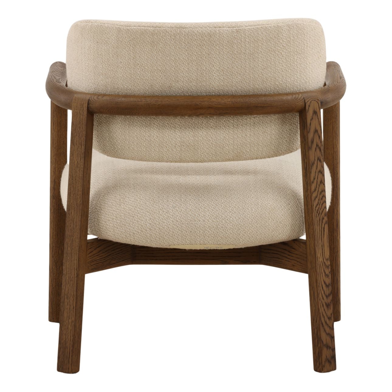 Light Sand and Brown Linen Blend Fabric and Oak Wood Chair 27 in Wide