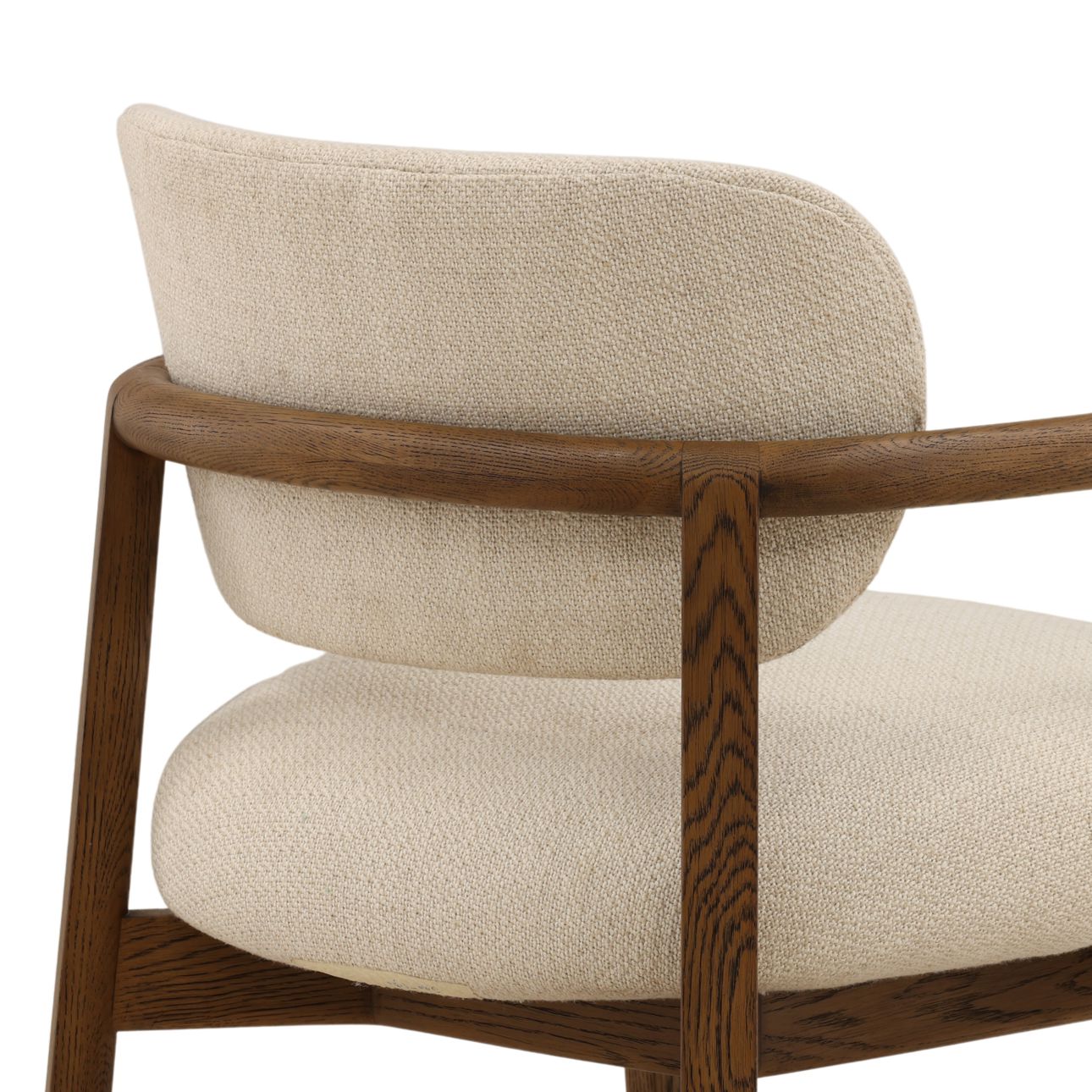 Light Sand and Brown Linen Blend Fabric and Oak Wood Chair 27 in Wide
