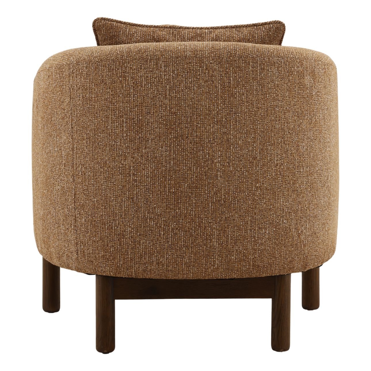 Brown Woven Chunky Chenille Fabric and Oak Veneer Chair 29 in Wide