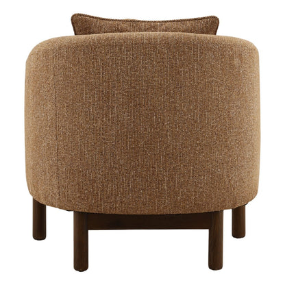 Brown Woven Chunky Chenille Fabric and Oak Veneer Chair 29 in Wide