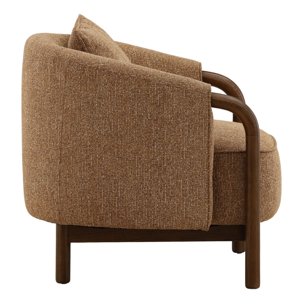 Brown Woven Chunky Chenille Fabric and Oak Veneer Chair 29 in Wide