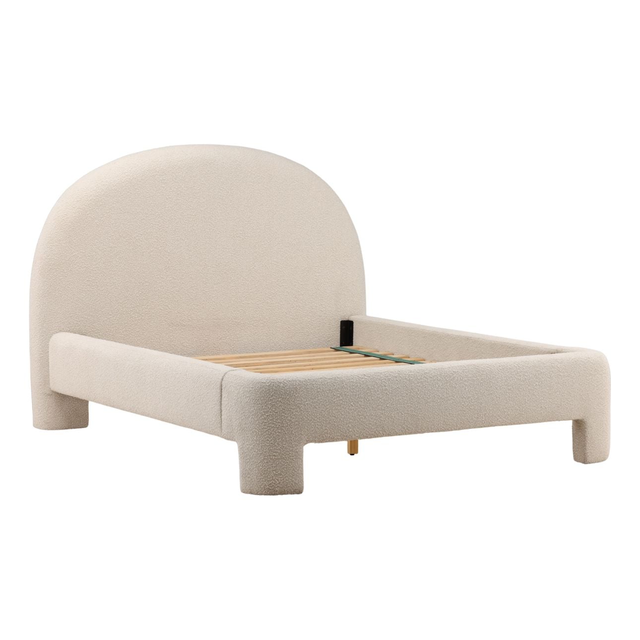 Cream Boucle Fabric Bed 73 in Wide