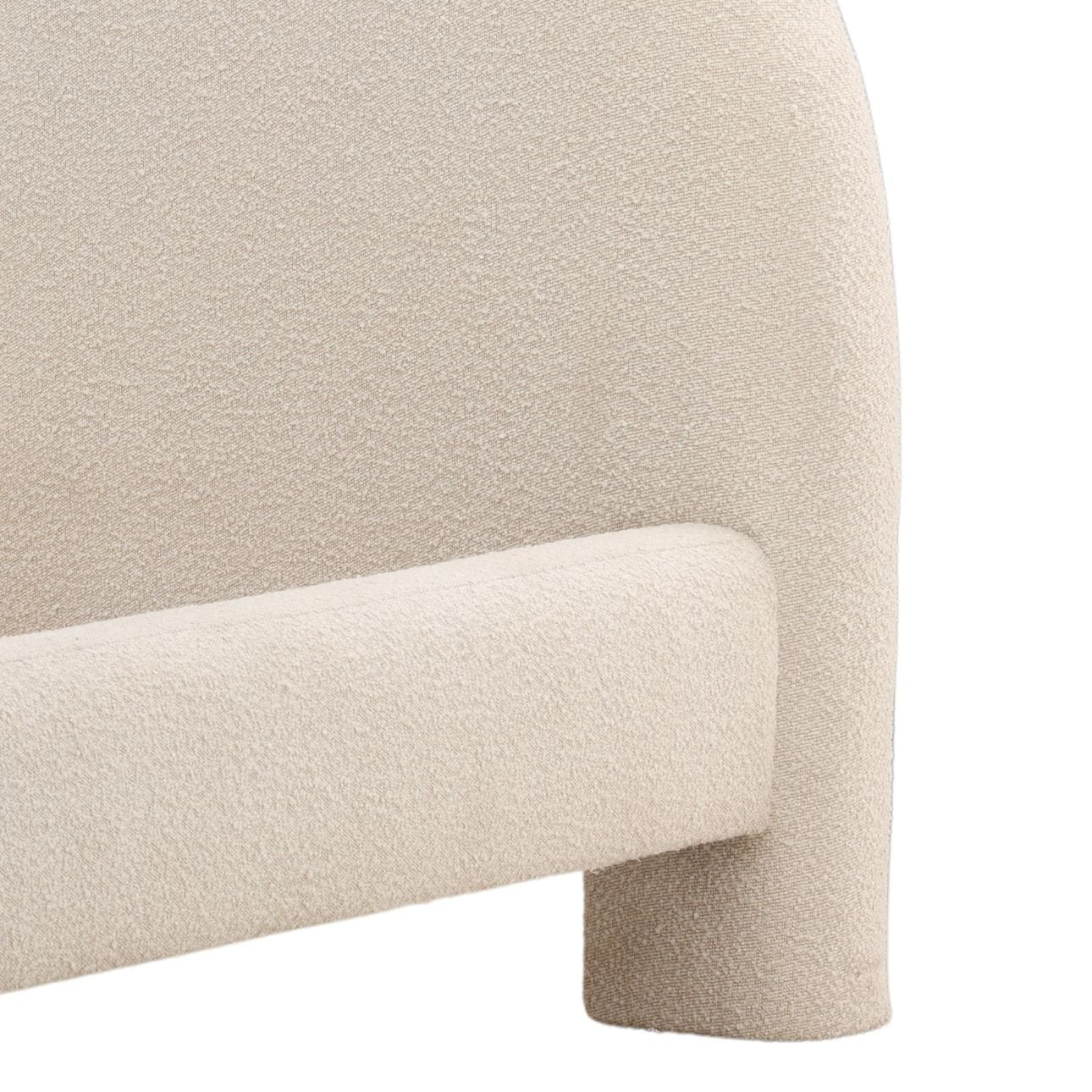 Cream Boucle Fabric Bed 73 in Wide