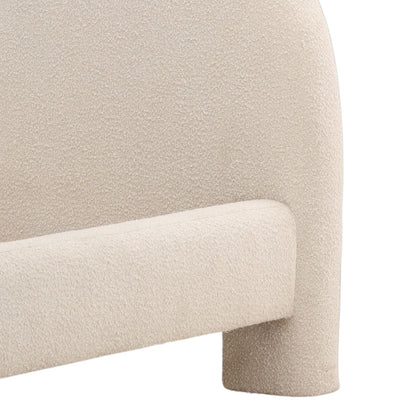 Cream Boucle Fabric Bed 73 in Wide