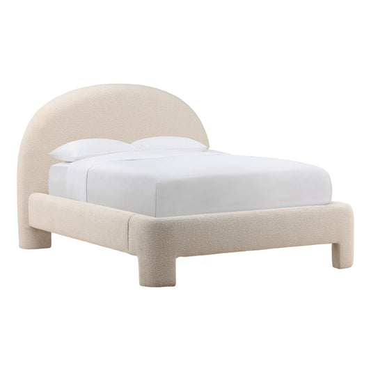 Cream Boucle Fabric Bed 73 in Wide