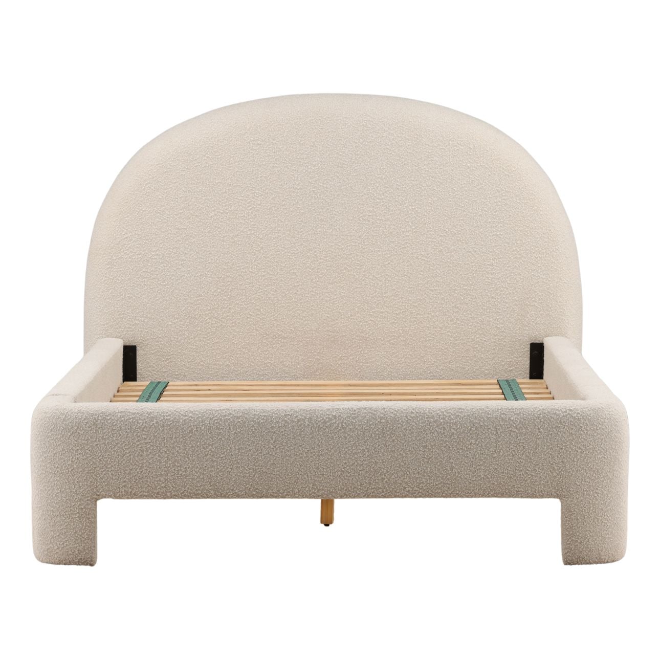 Cream Boucle Fabric Bed 73 in Wide