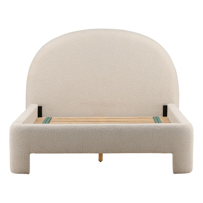 Cream Boucle Fabric Bed 73 in Wide