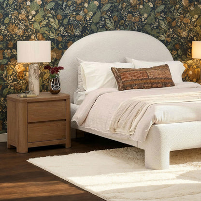 Cream Boucle Fabric Bed 73 in Wide
