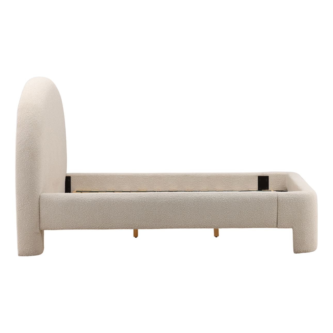 Cream Boucle Fabric Bed 73 in Wide