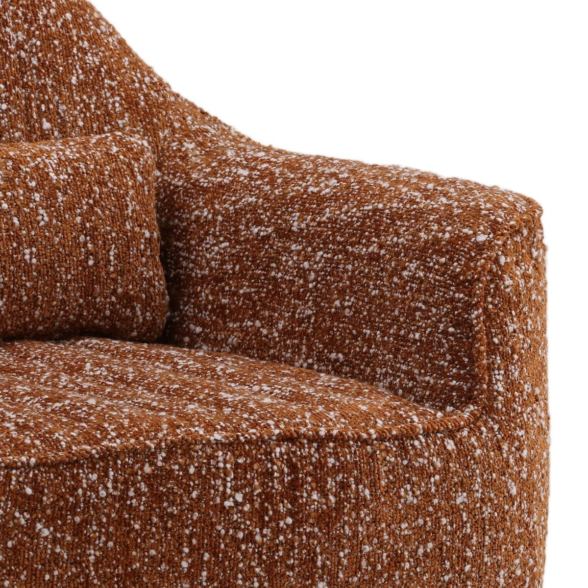 Modern Chunky Boucle Fabric and Rubber Wood Home Accent