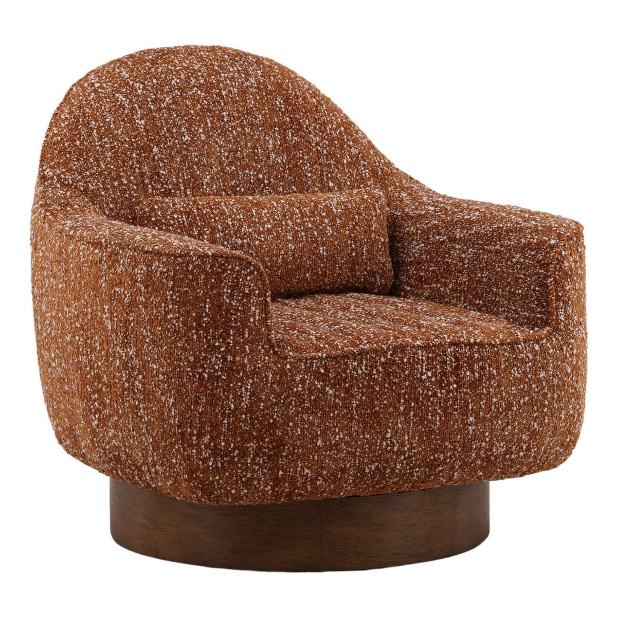 Modern Chunky Boucle Fabric and Rubber Wood Home Accent