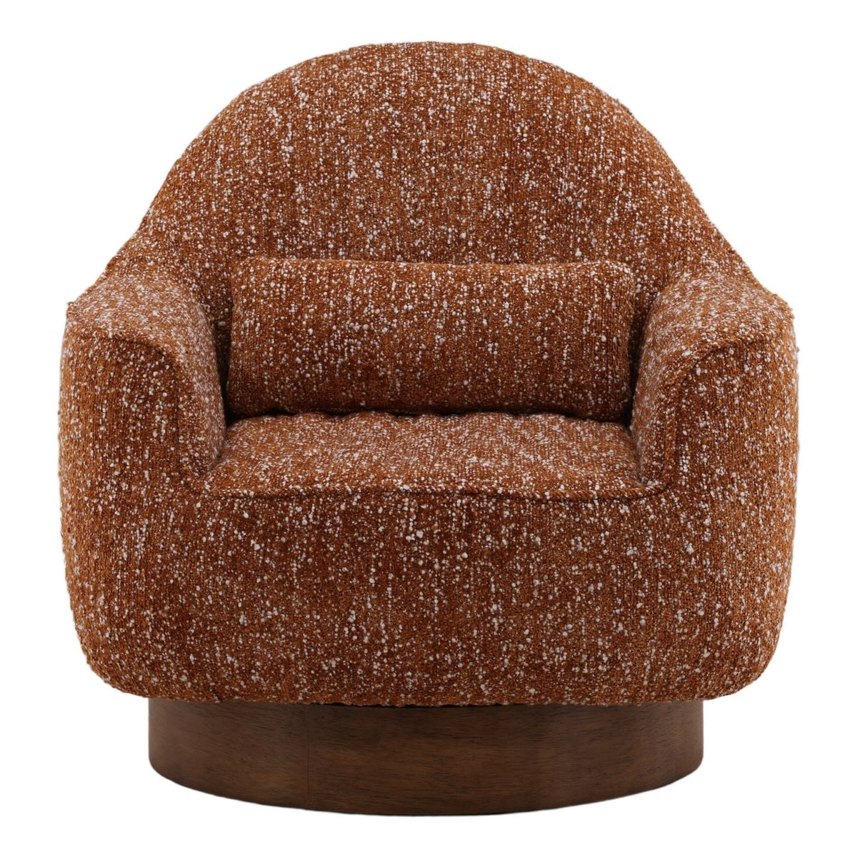 Modern Chunky Boucle Fabric and Rubber Wood Home Accent