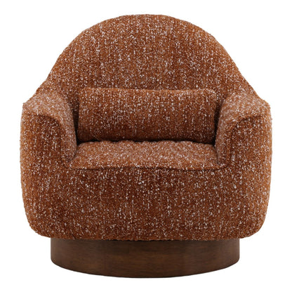 Modern Chunky Boucle Fabric and Rubber Wood Home Accent
