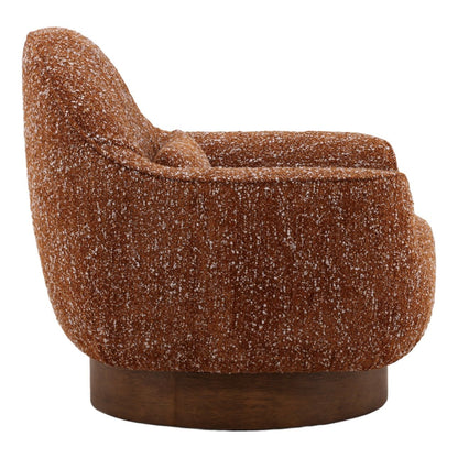 Modern Chunky Boucle Fabric and Rubber Wood Home Accent