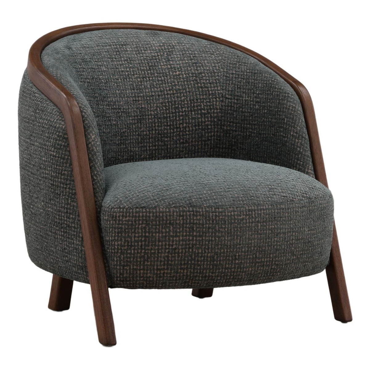Modern Woven Chenille Fabric and Rubber Wood Home Accent
