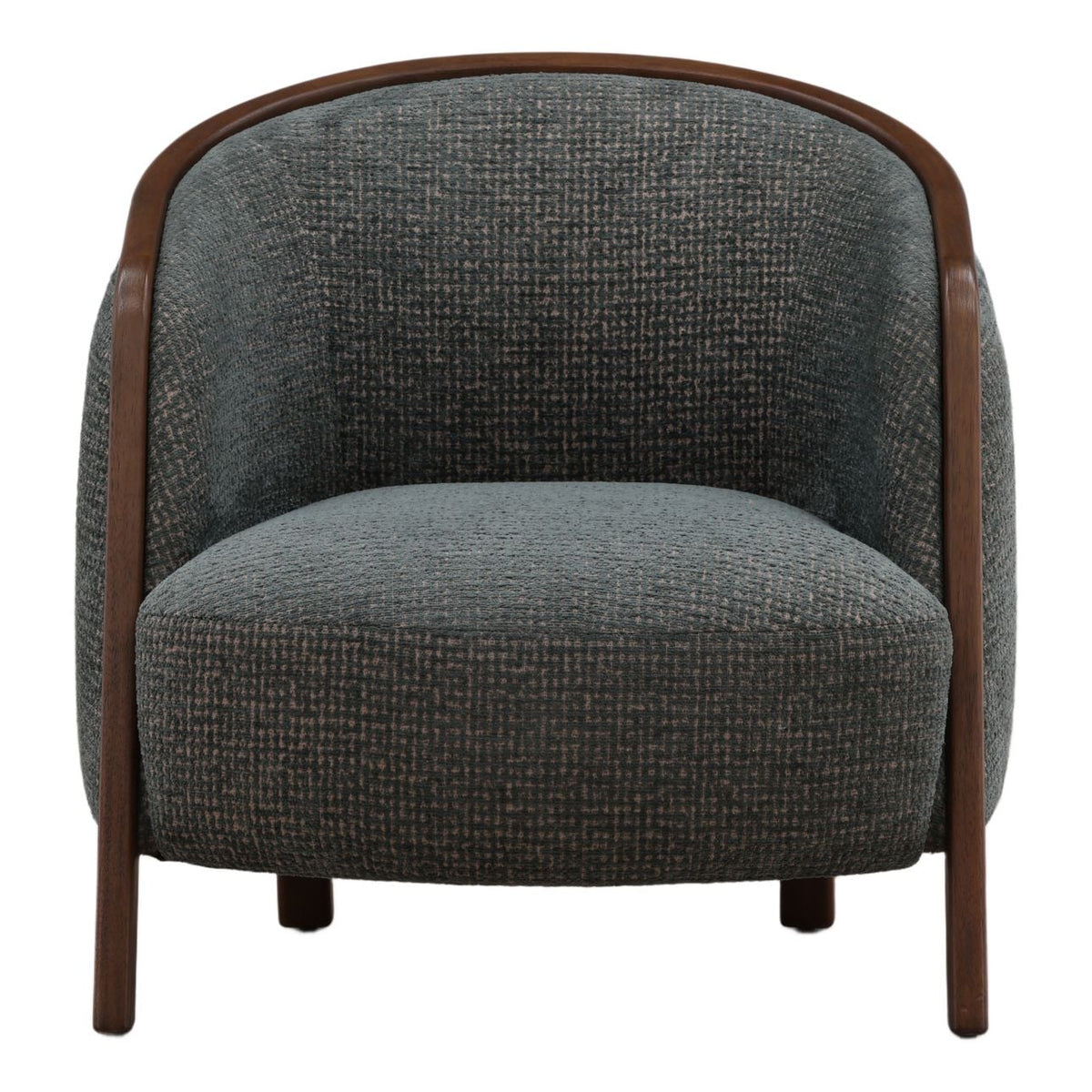 Modern Woven Chenille Fabric and Rubber Wood Home Accent