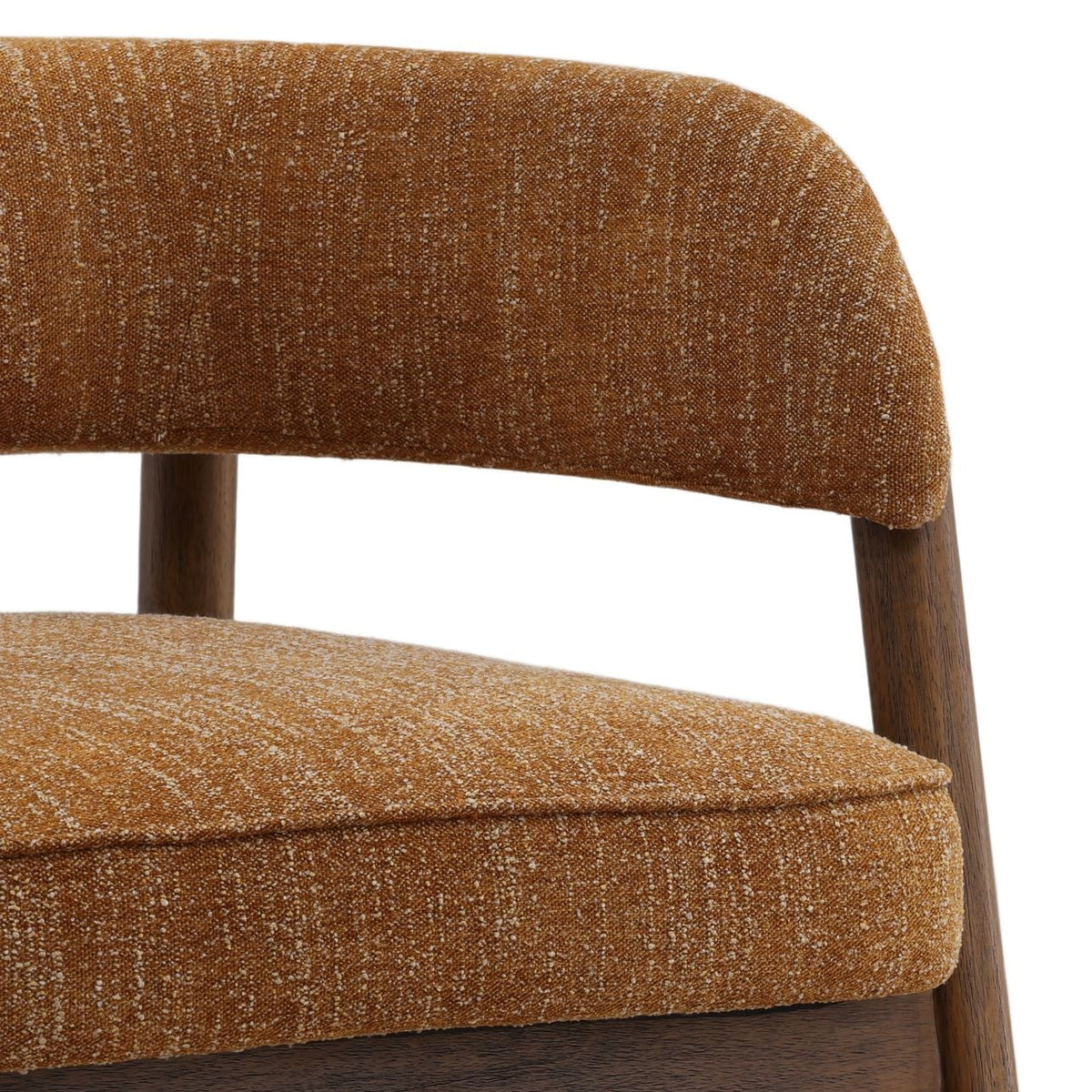 Artisan Boucle Fabric and Rubber Wood Home Accent