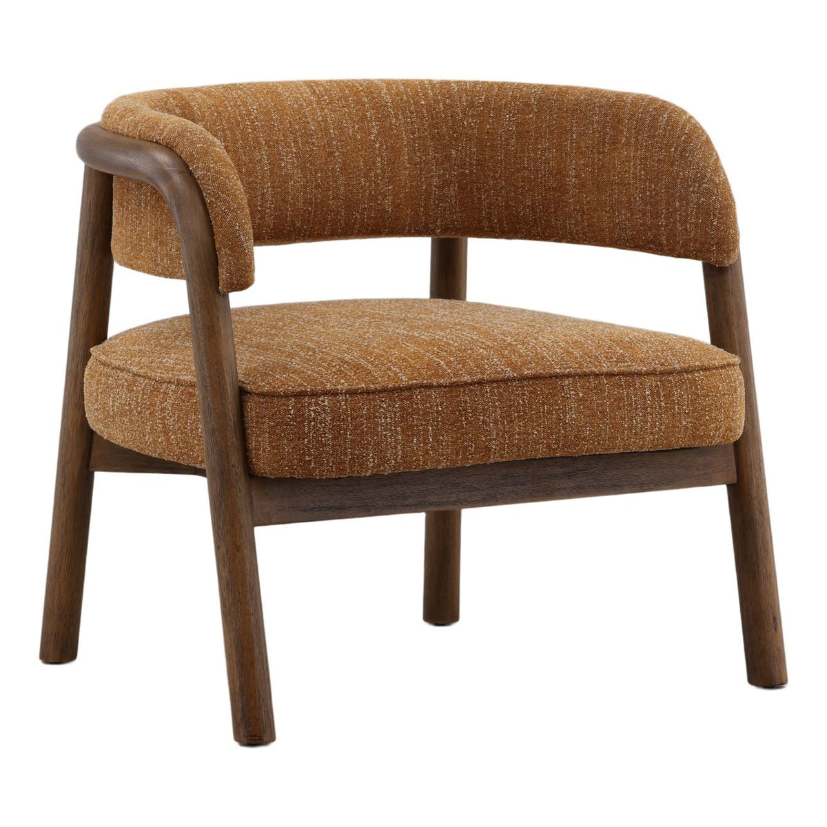 Artisan Boucle Fabric and Rubber Wood Home Accent