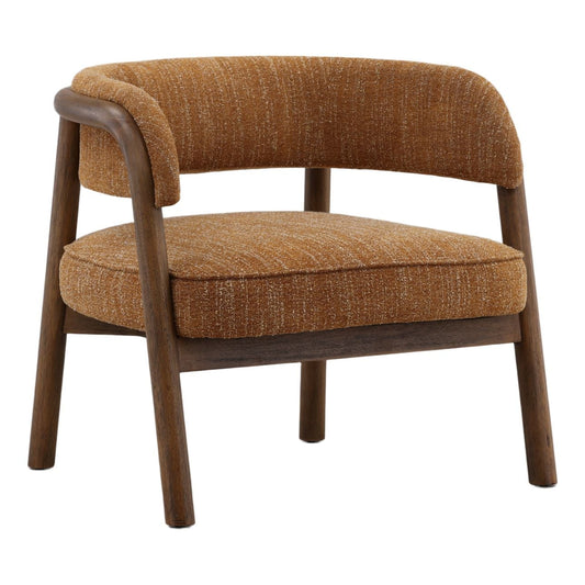 Artisan Boucle Fabric and Rubber Wood Home Accent