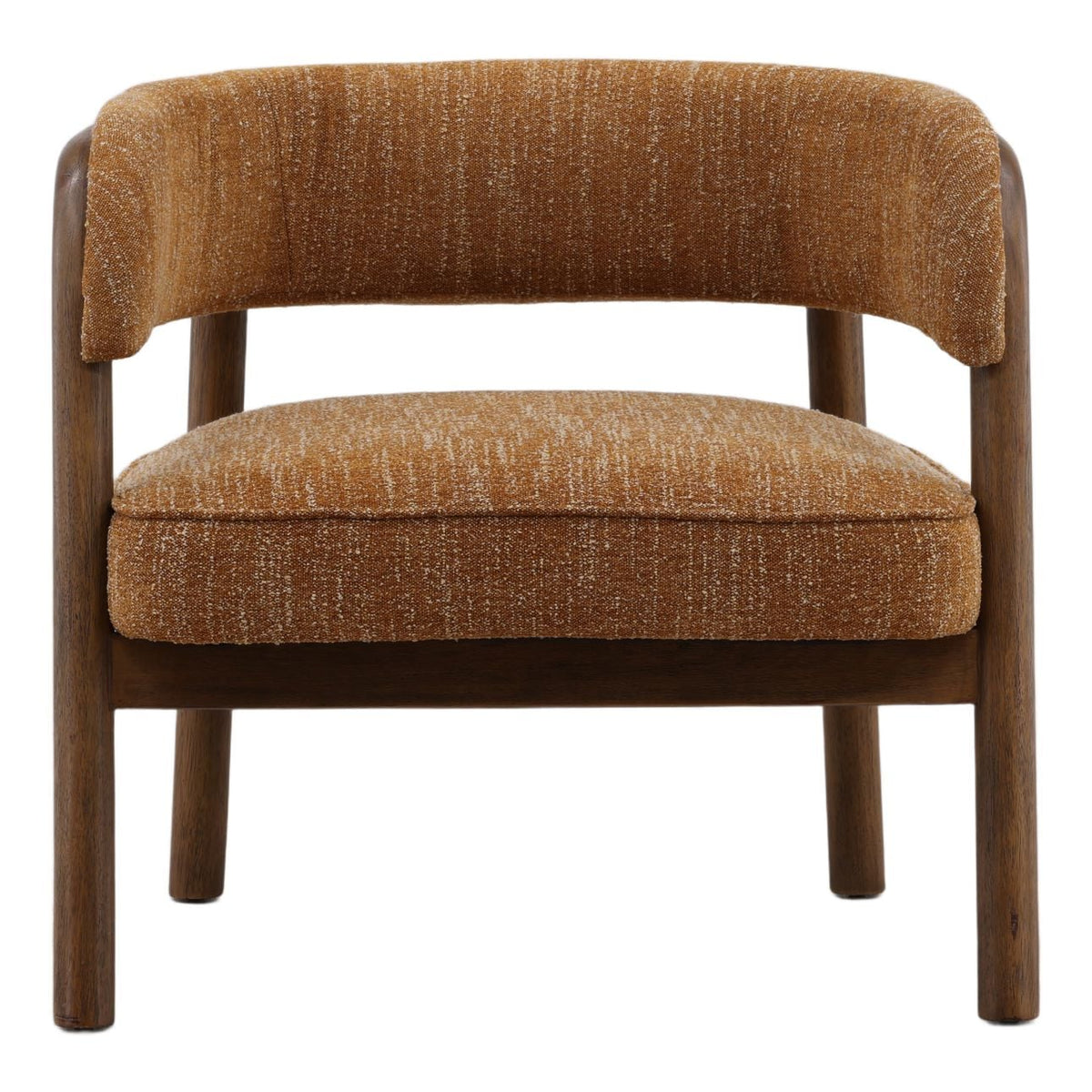 Artisan Boucle Fabric and Rubber Wood Home Accent