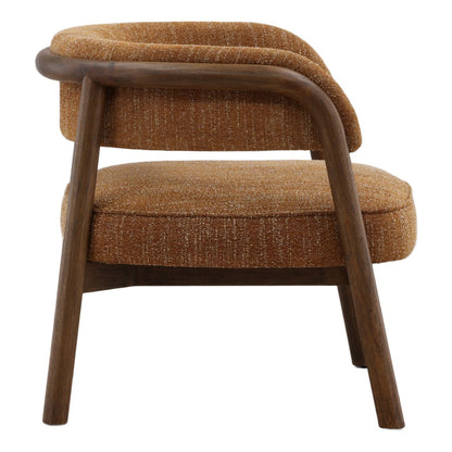 Artisan Boucle Fabric and Rubber Wood Home Accent