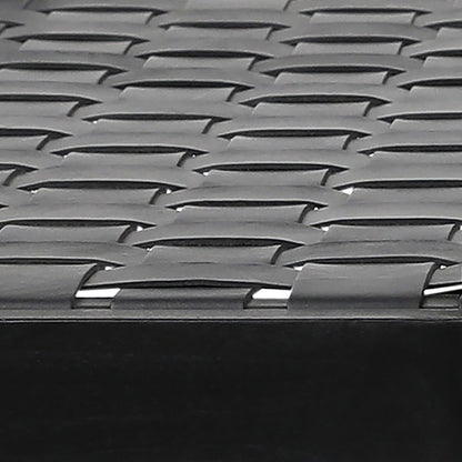 Antique Black Finish Full Grain Leather Upholstery Woven On A Teak Wood Frame Bench 45 in Wide