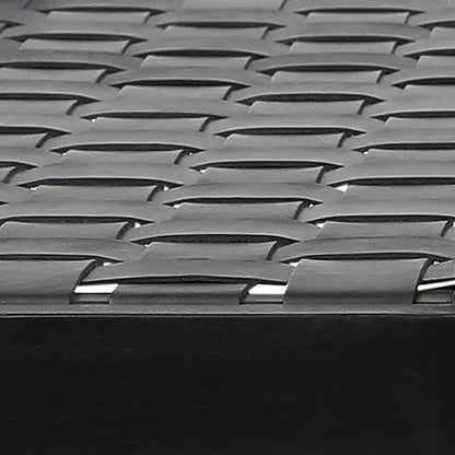 Antique Black Finish Full Grain Leather Upholstery Woven On A Teak Wood Frame Bench 45 in Wide