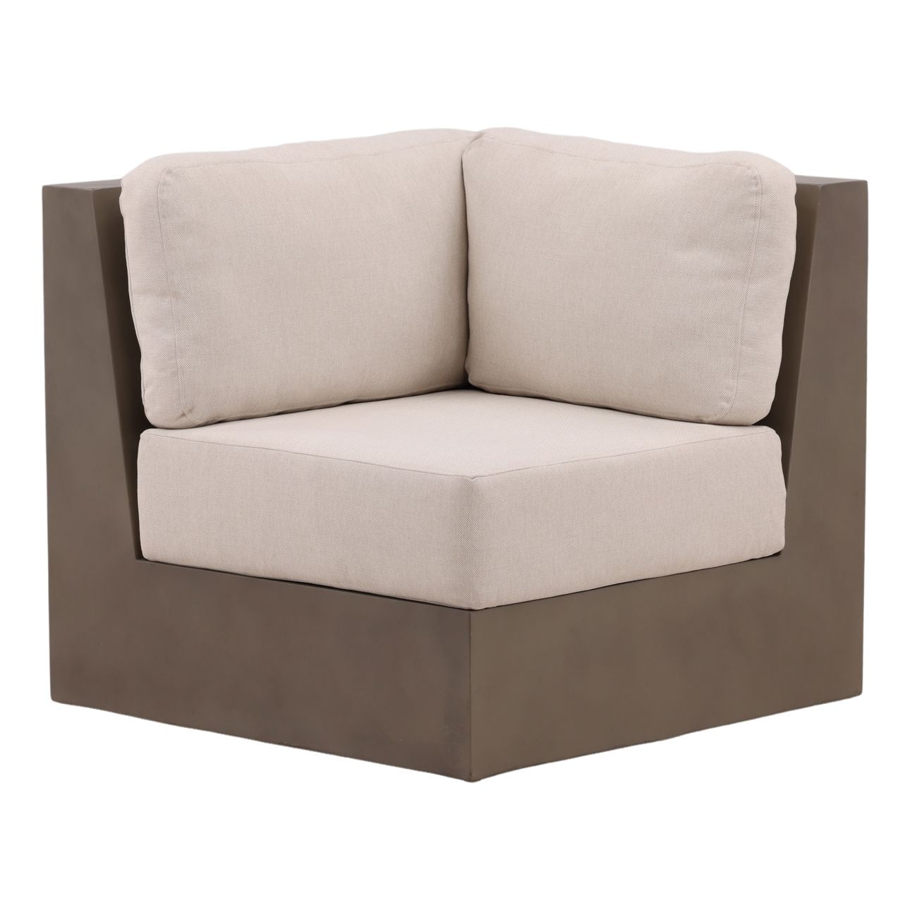 Cream and Dark Grey Outdoor Polyester Fabric and Lightweight Concrete Sectional 31.5 in Wide