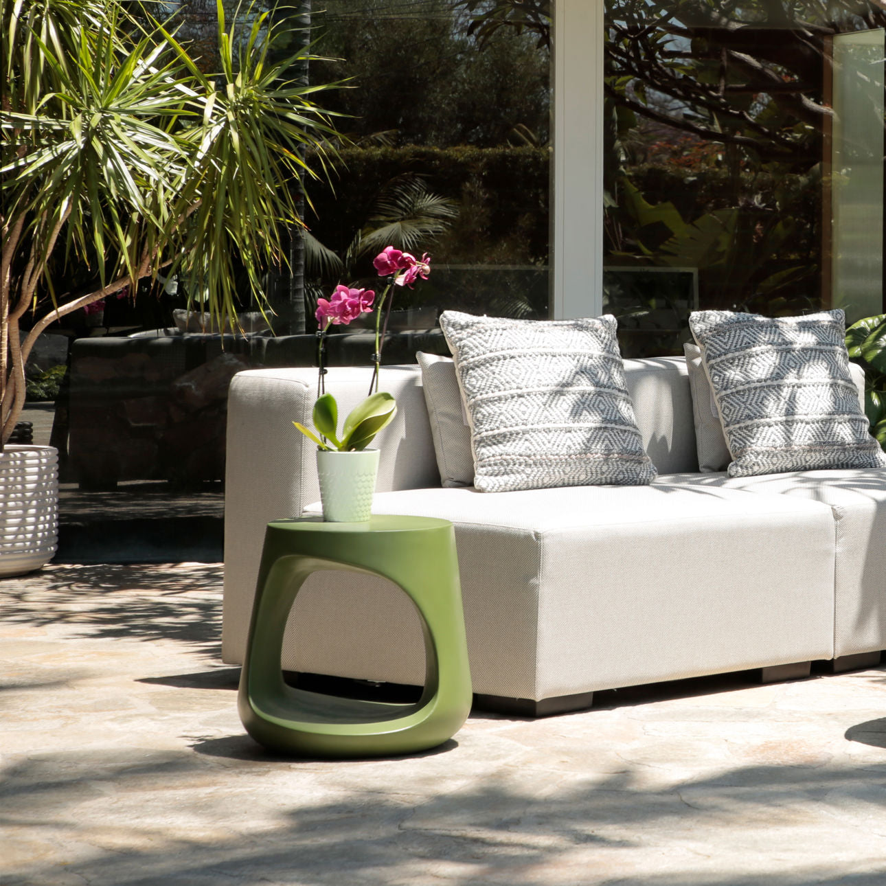 Olive Green Lightweight Concrete Table 18 in Wide