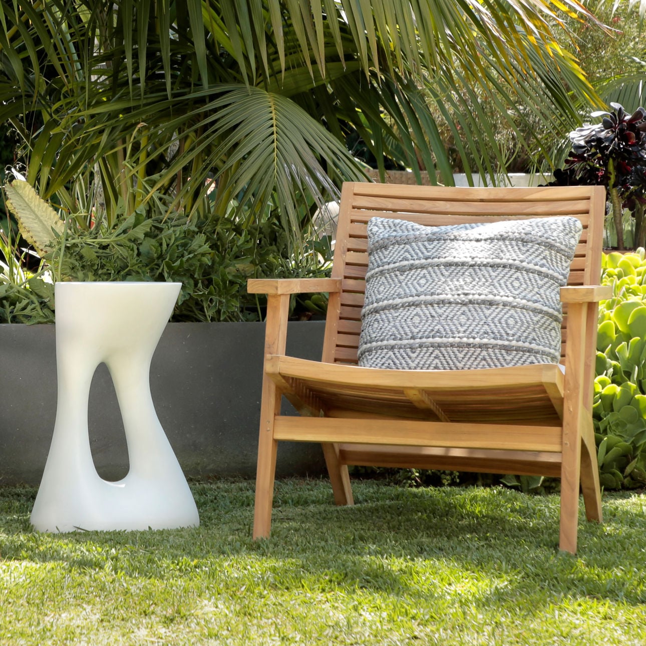 White Lightweight Concrete Table 14.5 in Wide