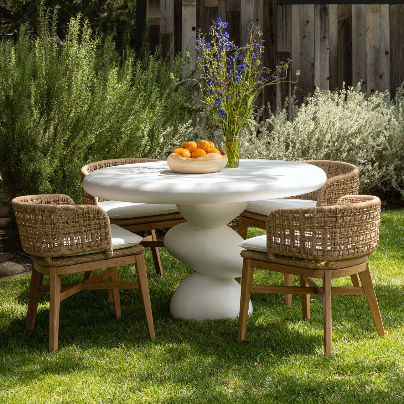 White Lightweight Concrete Table 49 in Wide