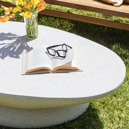 Ivory Lightweight Concrete Terrazzo Table 53 in Wide