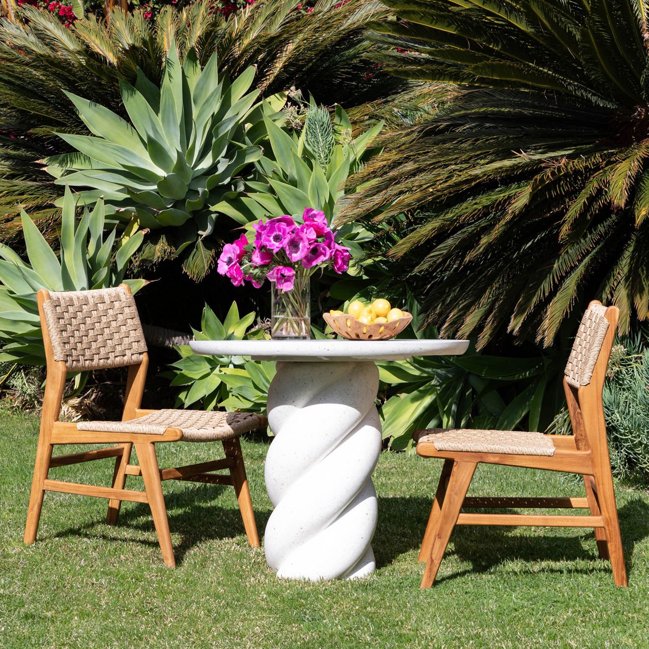 Ivory Lightweight Concrete Terrazzo Table 35.5 in Wide