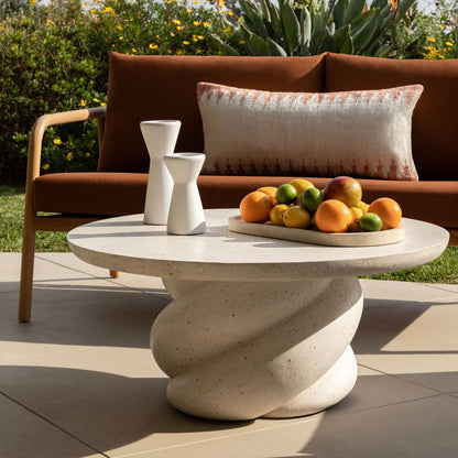 Ivory Lightweight Concrete Terrazzo Table 35.5 in Wide