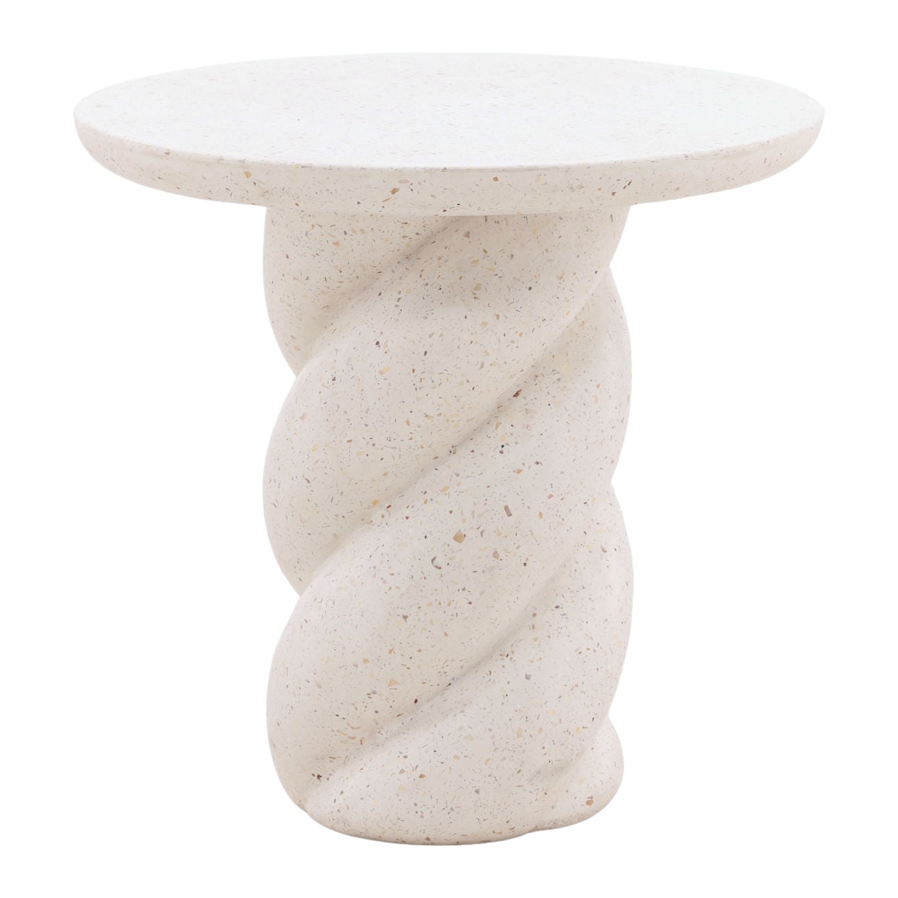 Ivory Lightweight Concrete Terrazzo Table 19.5 in Wide