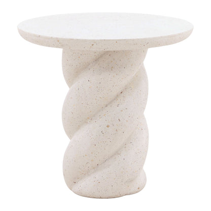 Ivory Lightweight Concrete Terrazzo Table 19.5 in Wide