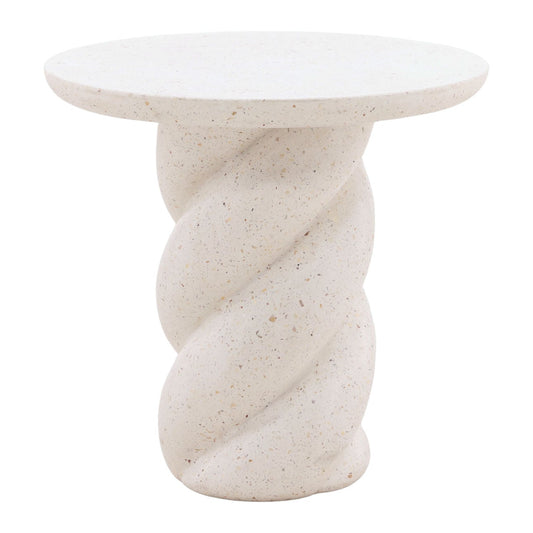 Ivory Lightweight Concrete Terrazzo Table 19.5 in Wide