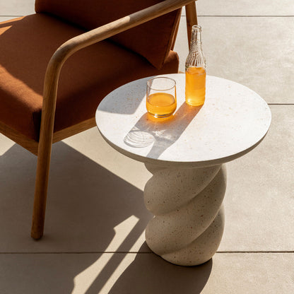 Ivory Lightweight Concrete Terrazzo Table 19.5 in Wide