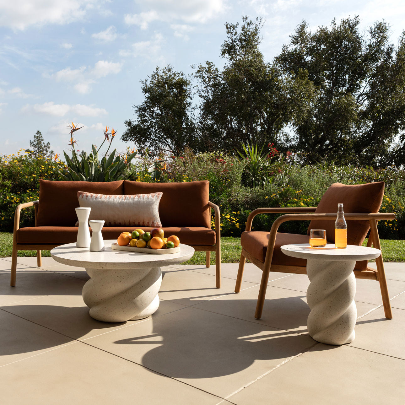 Ivory Lightweight Concrete Terrazzo Table 19.5 in Wide