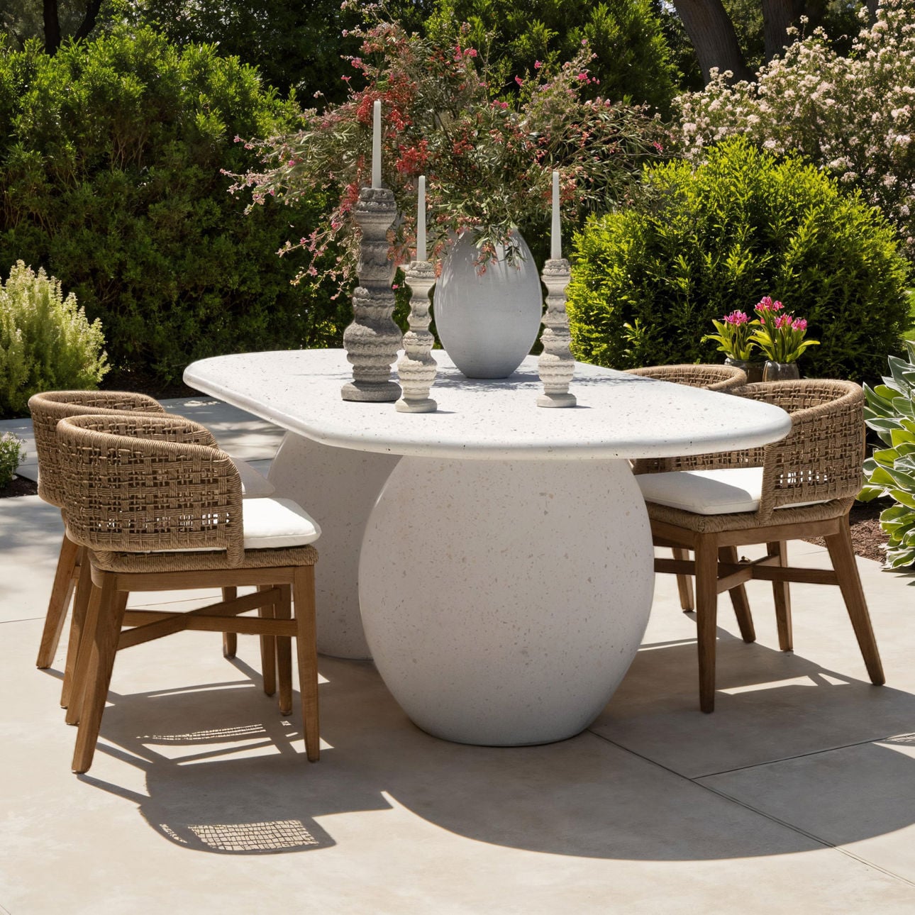 Ivory Lightweight Concrete Terrazzo Table 94.5 in Wide